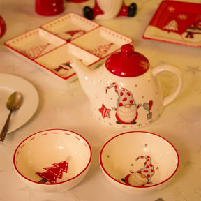 Conjunto de talheres Nordic Santa, pratos cerâmicos ocidentais Prato de lanche Presente de Natal criativo Copo de chaleira de chá em casa Frasco selado