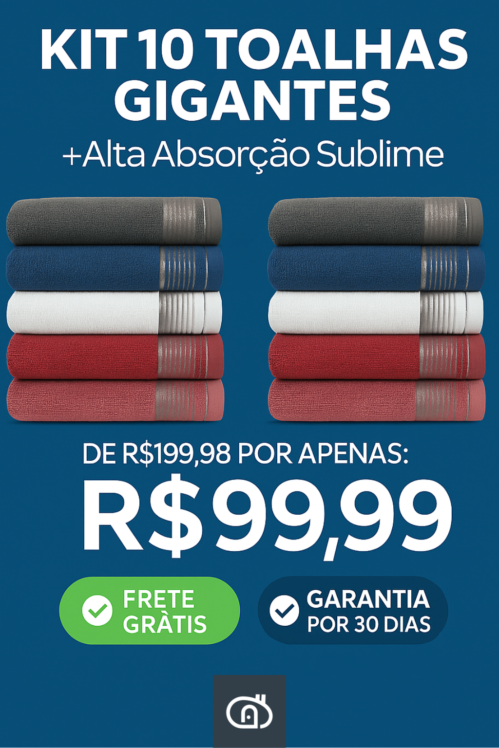 Kit 10 Toalhas Banhão Gigante Sublime 90x160cm