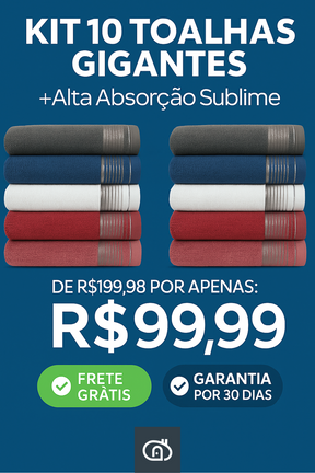 Kit 10 Toalhas Banhão Gigante Sublime 90x160cm