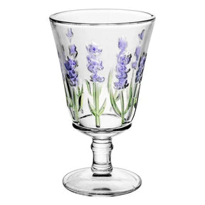 Conjunto com Jarra e 6 Taças  Lavanda/Coqueiro em Cristal – Pintura Manual | Mesa Posta com Sofisticação