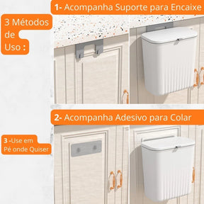 Lixeira Dobrável 9L LixoFlex  para Cozinha, Banheiro e Muito Mais -Lar Equipado