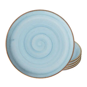 Conjunto de Pratos Caoba Azul – 8 Peças em Cerâmica para Mesa Posta Elegante