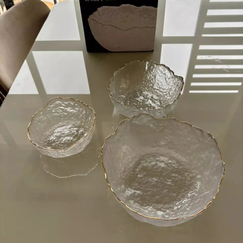 Kit 3 Bowls Cristal Martelado Taj com Fio de Ouro – Wolff